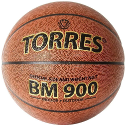 Мяч баск. TORRES BM900, B32035, р.5, ПУ-композит, нейлон корд, бутил. камера, коричневый