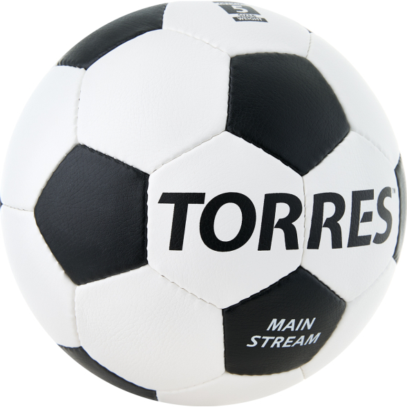 Мяч футб. TORRES Main Stream, F30185, р.5, 32 пан. ПУ, 4 под. слоя, руч. сшивка, бело-черный