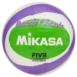 Мяч вол. пляжн. MIKASA BV543C-VXB-VLG, 18 панелей,синт.кожа (ТПУ),маш.сш., бут.кам, бело-фиол-зел
