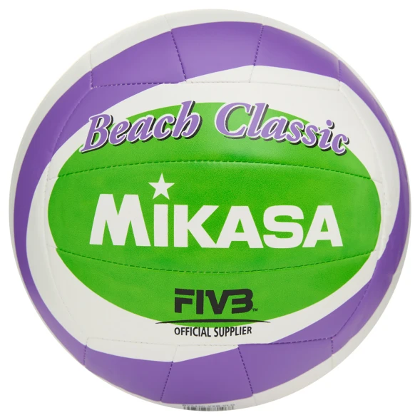 Мяч вол. пляжн. MIKASA BV543C-VXB-VLG, 18 панелей,синт.кожа (ТПУ),маш.сш., бут.кам, бело-фиол-зел