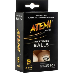 Мячи для настольного тенниса Atemi 3* белые, 6 шт.