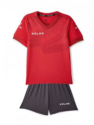 Детская футбольная форма KELME Short Sleeve Football Set Kids (Red/Dark Grey)
