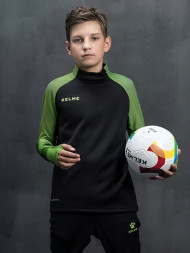 Детский лонгслив KELME Training Jacket Kid (Black/Light Green)