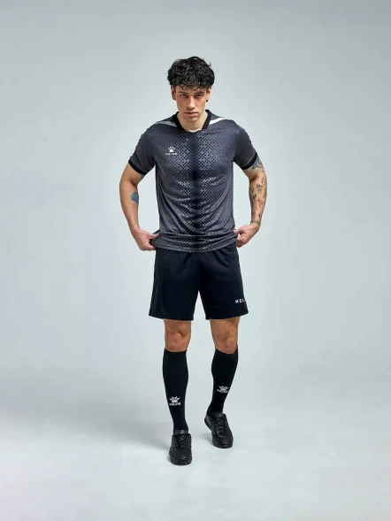 Футбольная форма KELME Short Sleeve Football Uniform (Dark Grey/Black)