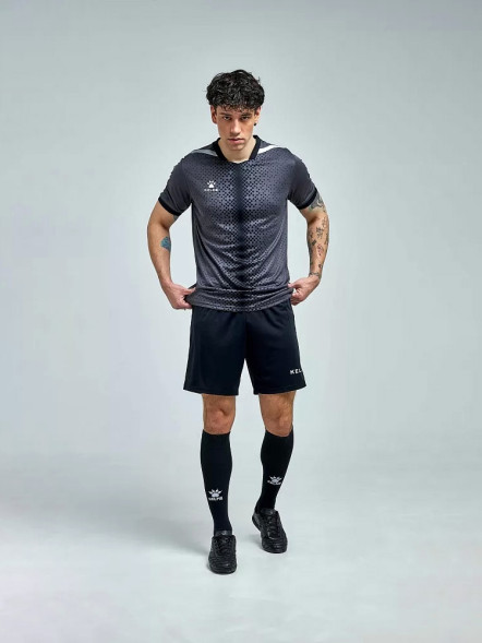 Футбольная форма KELME Short Sleeve Football Uniform (Dark Grey/Black)