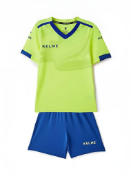 Детская футбольная форма KELME Short Sleeve Football Set Kids (Citric/Blue)