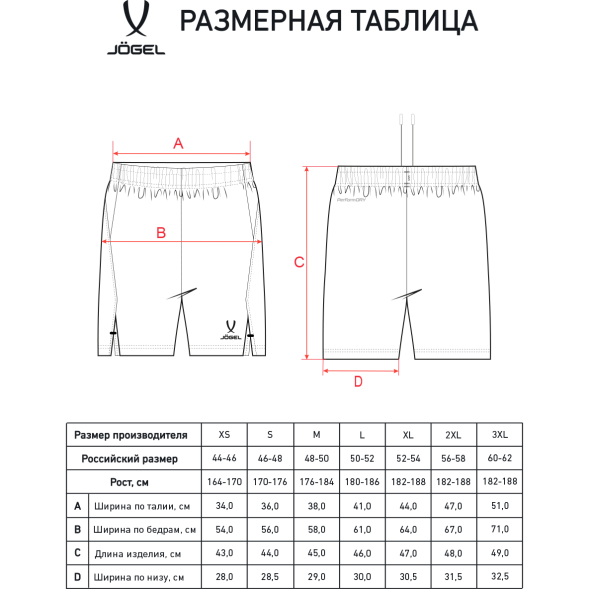Шорты тренировочные без карманов JÖGEL PREMIER PerFormDRY Training Shorts, черный