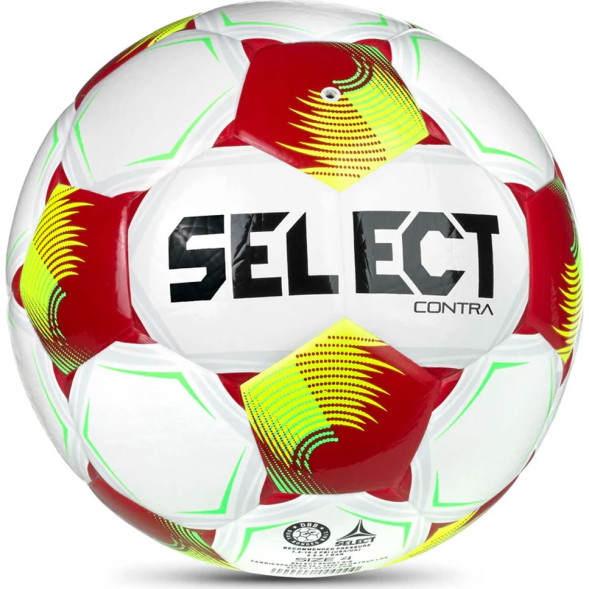 Мяч футб. SELECT Contra DB V26, 0854171012, р.4, FIFA Basic, 32 пан, ПУ, гибрид.сш, бело-желто-красн