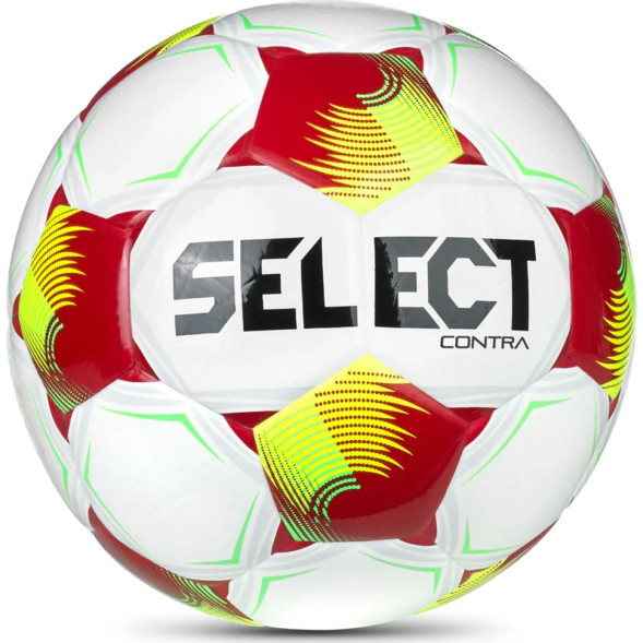 Мяч футб. SELECT Contra DB V26, 0854171012, р.4, FIFA Basic, 32 пан, ПУ, гибрид.сш, бело-желто-красн