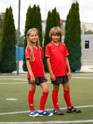 Детская футбольная форма KELME S/S Football Set Kid (Red/Dark Grey)