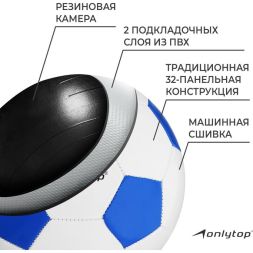 Мяч футбольный ONLYTOP Сlassic, PVC, машинная сшивка, 32 панели, р. 5