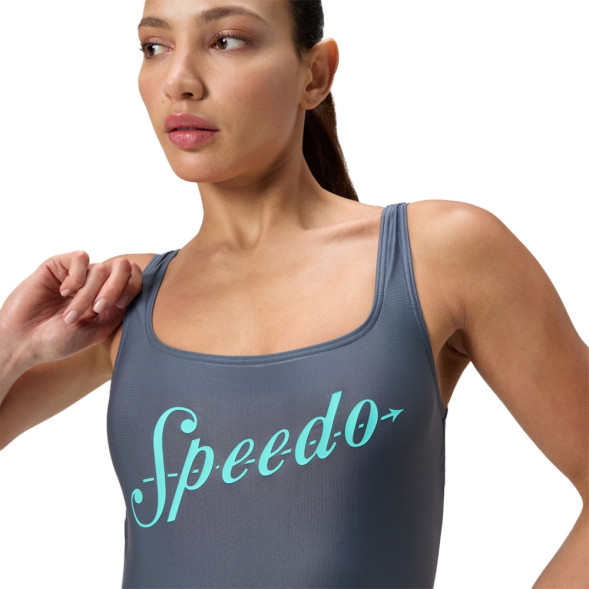 Купальник SPEEDO Logo Square Back Swimsuit, 8-00521216038, р 30 (рос 42), cеро-бирюзовый