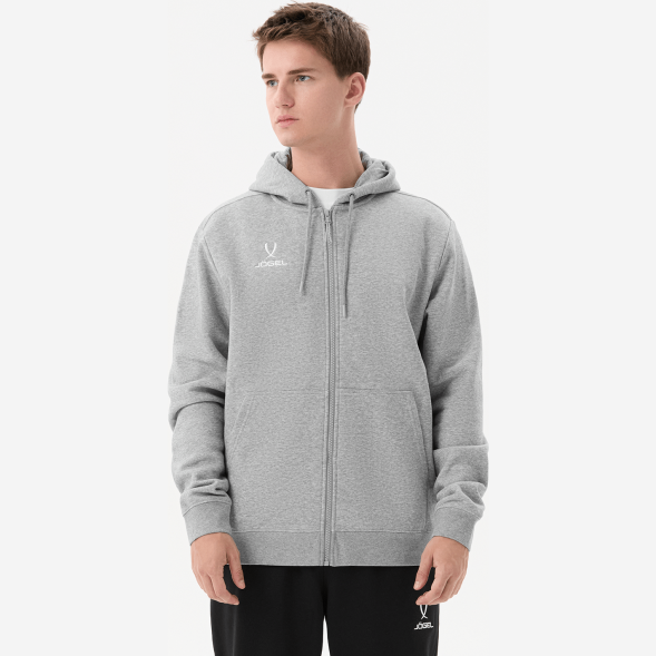 Флисовое худи на молнии JOGEL ESSENTIAL Cotton Fleece FZ Hoodie, серый меланж