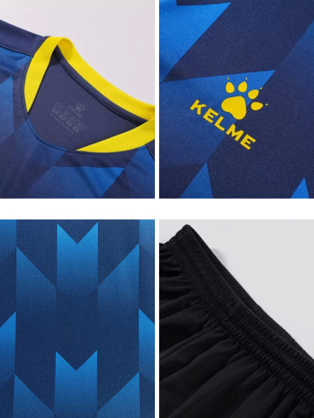 Футбольная форма KELME Short-Sleeved Football Suit (Dark Blue/Black)