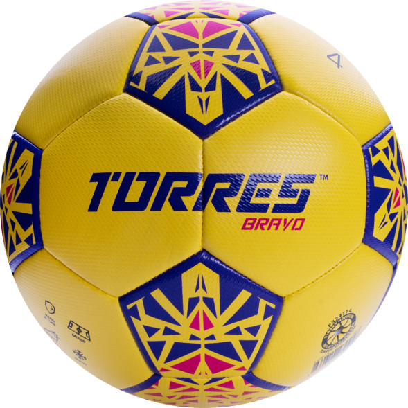СЦ*Мяч футб  TORRES Bravo-4, F324114, р 4, ПУ, 4 сл, 32 п, гибрид сшивка, желтый