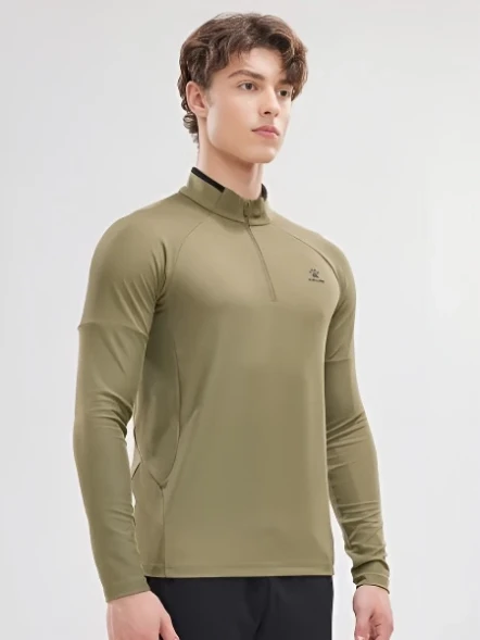 Олимпийка KELME Half Open Long Sleeve T-Shirt Khaki