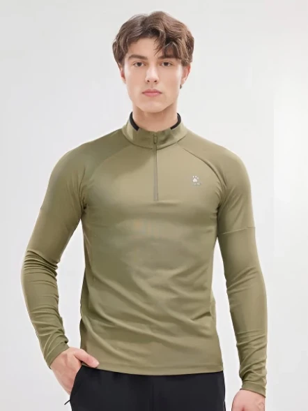 Олимпийка KELME Half Open Long Sleeve T-Shirt Khaki