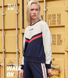 Свитшот KELME Women's Round Neck Sweater (White/Dark Blue)