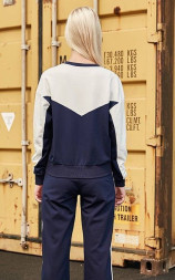 Свитшот KELME Women's Round Neck Sweater (White/Dark Blue)
