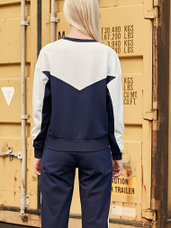 Свитшот KELME Women's Round Neck Sweater (White/Dark Blue)