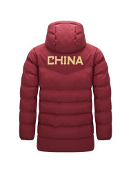 Пуховик KELME Hooded Mid Length Padded Jacket Red