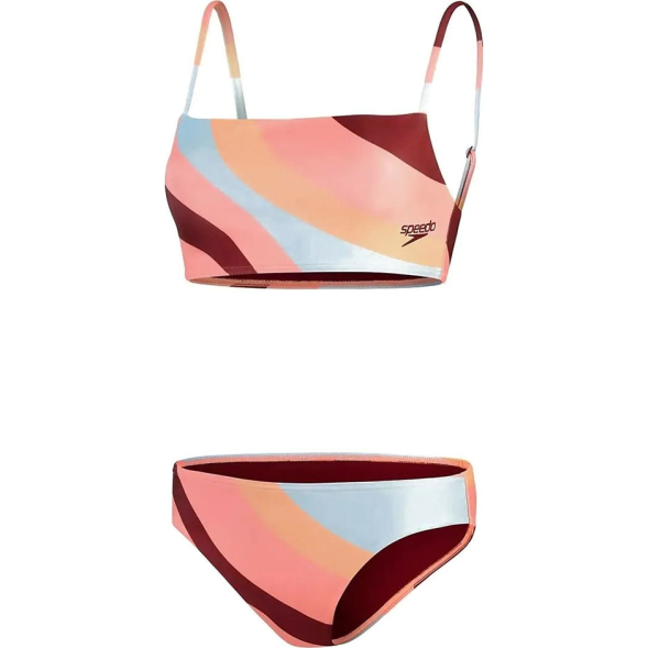 Купальник SPEEDO Womens Printed Adjustable Thinstrap 2 Piece 8-00308314497, размер 30, российский размер 42, полиэстер, эластан, мултикол