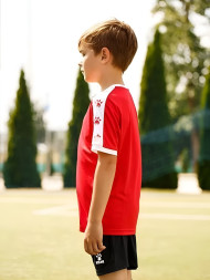 Детская футбольная форма KELME Short Sleeve Football Set Kids (Red/Black)