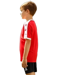 Детская футбольная форма KELME Short Sleeve Football Set Kids (Red/Black)