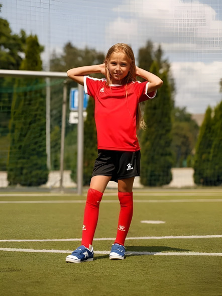 Детская футбольная форма KELME Short Sleeve Football Set Kids (Red/Black)
