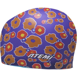 Шапочка для плавания Atemi silicone cap Orange flower, силикон, Цвет: Принт, TSC1OF