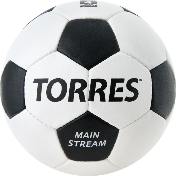 Мяч футб. TORRES Main Stream, F30184,р.4, 32 пан. ПУ, 4 под. слоя, руч. сшив., бело-черный