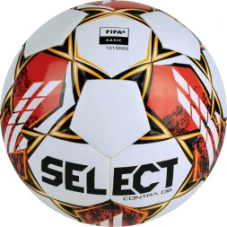 Мяч футб. SELECT Contra DB V23, 0854160300, р.4, FIFA Basic, 32 пан, ПУ, гибрид.сш, бел-чер-красн