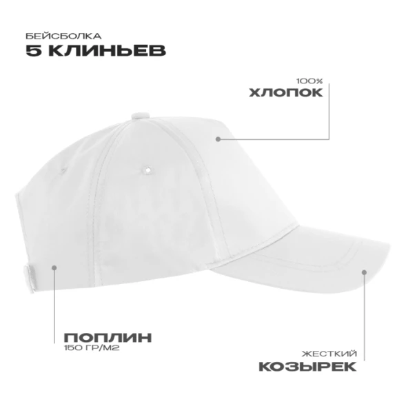 Бейсболка STAN 5 клиньев хлопок 150, 13