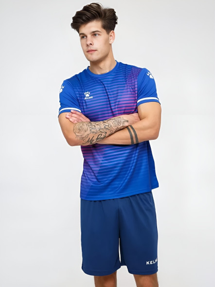 Футбольная форма KELME Short Sleeve Football Uniform (Blue/Dark Blue)