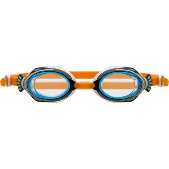 Очки детские для плав TORRES Fish Kids, SW-32522OR, голубые линзы,бело-ч оправа, раздв  рег ремешок