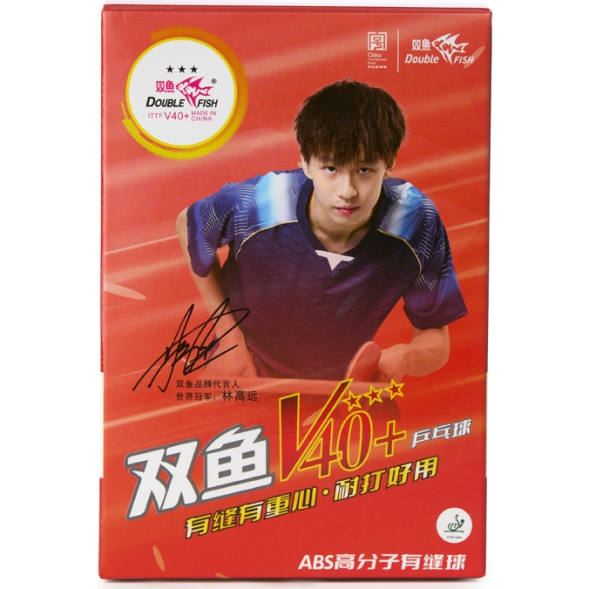 Мяч для наст  тенниса DOUBLE FISH 3***, V111F, диам  V40+мм, ITTF Appr,плаcтик,упак 6 шт, белый