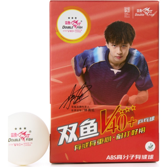 Мяч для наст  тенниса DOUBLE FISH 3***, V111F, диам  V40+мм, ITTF Appr,плаcтик,упак 6 шт, белый