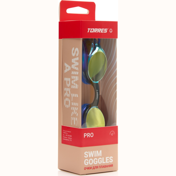 Очки для плав TORRES Pro, SW-32518MR, зерк линзы ,синяя оправа,дв рег ремешок