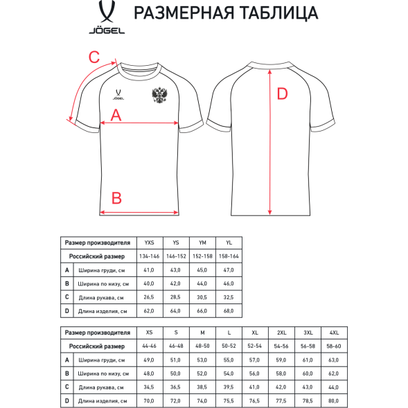 Футболка игровая JOGEL NATIONAL Home Jersey Replica, красный