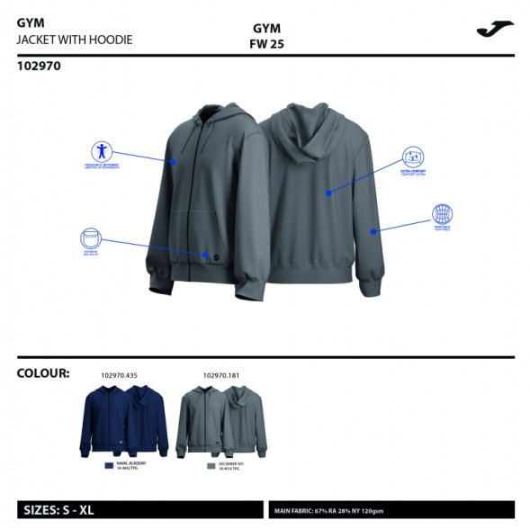 CHAQUETA CON CAPUCHA INDOOR GYM  