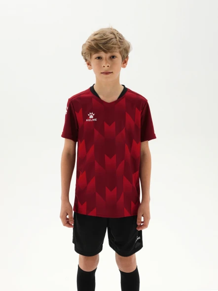 Детская футбольная форма KELME Short-Sleeved Football Suit (Burgundy/Black)