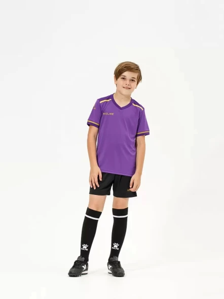 Детская футбольная форма KELME S/S Football Set Kid (Light Purple/Black)