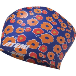Шапочка для плавания Atemi long hair cap Orange flower, силикон, Цвет: принт, TLH1OF