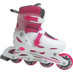 Раздвижные роликовые коньки для детей, роз/бел, PP, Abec1, 38-41 (пакет), AJIS-12.05 NEON hard boot