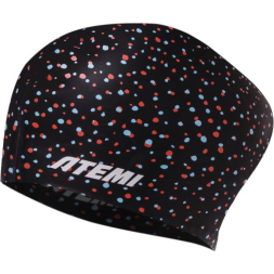 Шапочка для плавания Atemi long hair cap Point black, силикон, Цвет: принт, TLH1PB