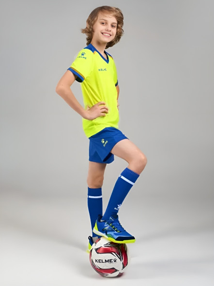 Детская футбольная форма KELME S/S Football Set Kid (Citric/Blue)