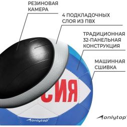 Мяч футбольный ONLYTOP «Россия», PVC, машинная сшивка, 32 панели, р. 5