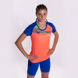 CAMISETA MANGA CORTA ELITE X CORAL FLUOR ROYAL