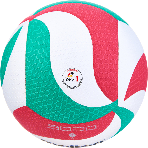 Мяч вол. MOLTEN V5M5000-DE р. 5, FIVB Approved, 18 панелей, ПУ Microfiber,клеен, бел.-кр.-зел.