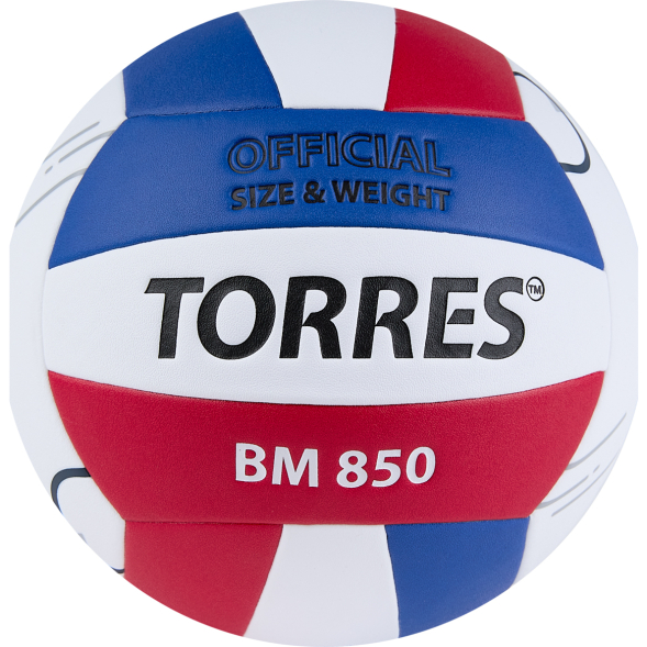 Мяч вол. TORRES BM850, V42325, р.5, синт. кожа (ПУ), клееный, бут. кам., бел-син-красный